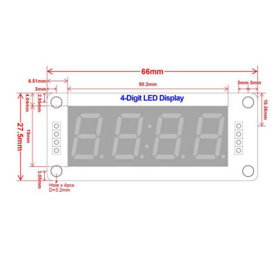 TM1637 4 Digit LED Display Clock Module - Yellow - 3