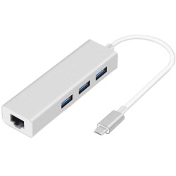 Type-C Hub 3 Port USB 3.0 Çoklayıcı + 1000 Mpbs Ethernet Çevirici 