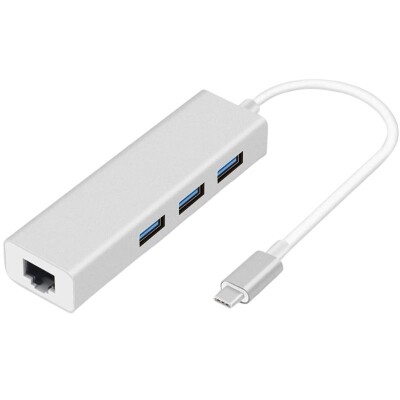 Type-C Hub 3 Port USB 3.0 Çoklayıcı + 1000 Mpbs Ethernet Çevirici - 1