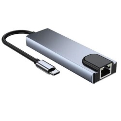 Type-C Hub 5in1 2 Port USB 3.0 + 100Mpbs Ethernet + HDMI + Type-C Çevirici 