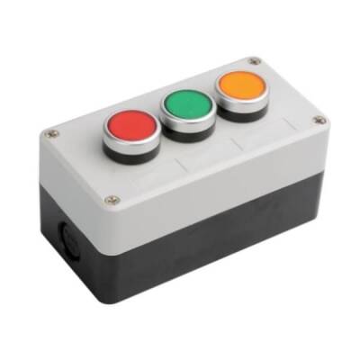 Üçlü Push Buton Kutusu - Kırmızı / Yeşil / Sarı - 1