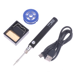 USB 5V 8W USB Black Pen Soldering Iron Set - Temperature Adjustable Mode Selection 