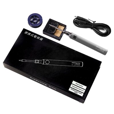 USB 5V 8W USB Gray Pen Soldering Iron Set - Temperature Adjustable Mode Selection - 2