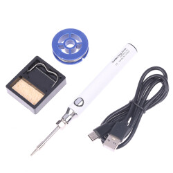 USB 5V 8W USB White Pen Soldering Iron Set - Temperature Adjustable Mode Selection 