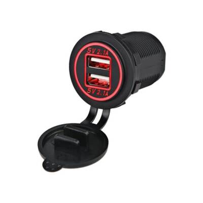 Vehicle Phone Charging Socket 2 Packs 5V 2.1A Red - 1
