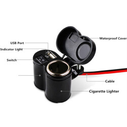 Waterproof Multifunctional USB Charger and Cigarette Lighter Holder - 3