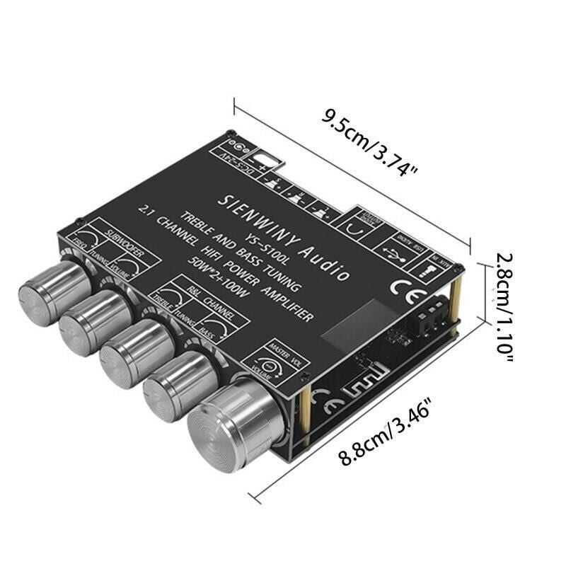 Amplificatore Bluetooth 5.0 2x50W Con Decoder MP3 – Lettore USB, TF, FM, AUX E Registrazione Per Auto O Fai-da-te