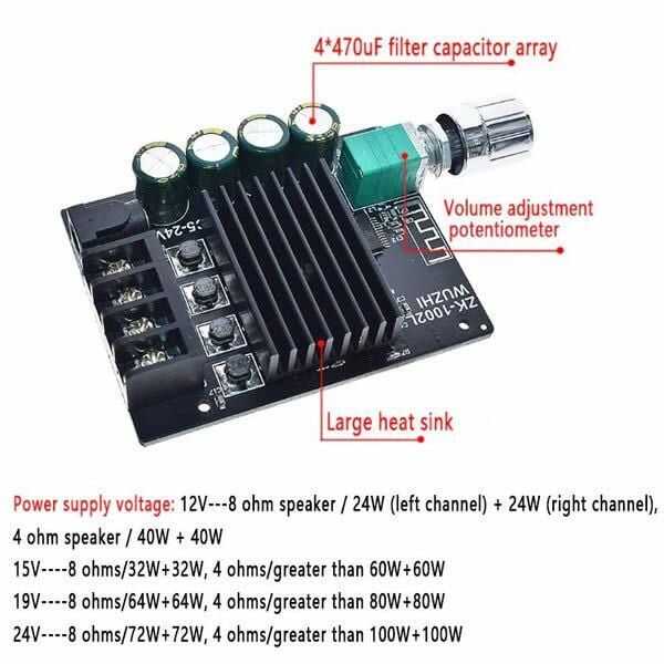 ZK-1002L 2x100W 5.0 Bluetooth Amfi Devresi Amfi Devreleri Motorobit ...