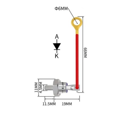 ZX25-12 25A 1200V Kablolu Metal Vidalı Diyot - Anot - 2