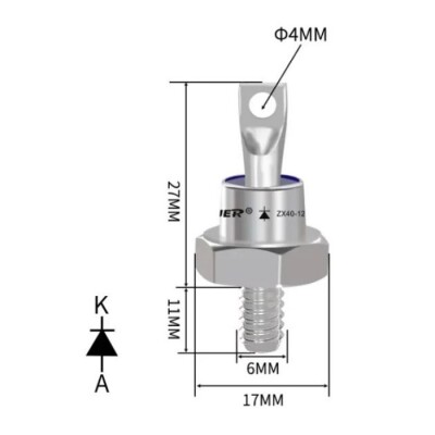 ZX40-12 40A 1200V Metal Vidalı Diyot - Katot - 2