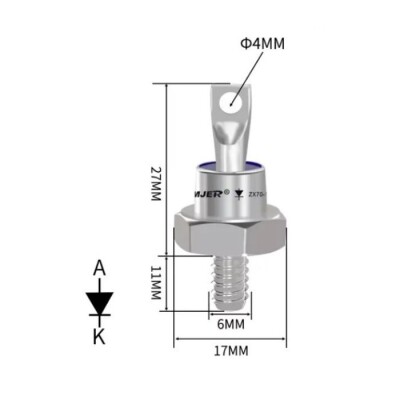 ZX70-12 70A 1200V Metal Vidalı Diyot - Katot - 2